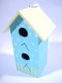 Vogelhaus m. Herzen/Punkten 28cm hellblau