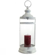 Artikel Deko-Laterne aus Metall mit Glas, Weiss, Ø15cm, H46cm für Windlichter und Dekoration