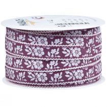 Artikel Geschenkband Blumen Dekoband Band Mauve 15mm 25m
