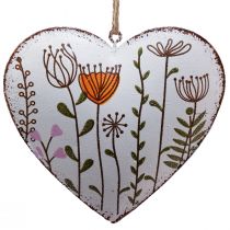 Artikel Hängedekoration Metall Herzen und Blumen Weiss 10 cm mit Juteaufhängung, 4 Stück, für Kränze und Wohnraum-Deko