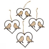 Artikel Hängedeko Herz mit Vögeln Deko zum Aufhängen 12cm 4St