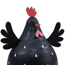 Artikel Dekohuhn Holz Schwarz mit Metallflügeln 13cm Osterdeko