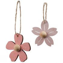 Artikel Holzblumen Hängedekoration Rosa 4,5 cm 24 Stück