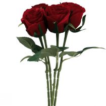 Künstliche Rosen Rot Kunstrosen Seidenblumen Rot 50cm 4St