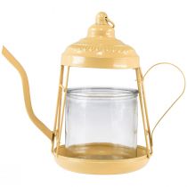 Artikel Teelichthalter Glas Windlicht Teekanne Orange Ø15cm H26cm