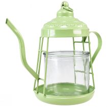 Artikel Teelichthalter Glas Windlicht Teekanne Grün Ø15cm H26cm