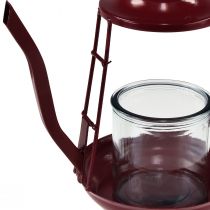 Artikel Teelichthalter Metall Glas Teekannenform Rot H22cm