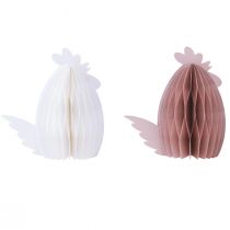 Artikel Deko Huhn Weiß Orange Wabenfiguren Ostern 19×12×20cm 2 St