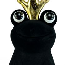 Artikel Dekofrosch aus Kunststoff, Schwarz mit Goldkrone, 40,5 cm