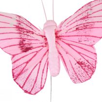 Artikel Deko Schmetterlinge am Draht Bunt Federn 5,5×8cm 12St