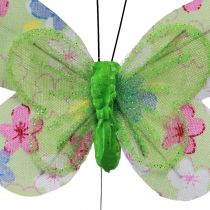 Artikel Deko Schmetterlinge am Draht Gelb Grün Blumen 6×9cm 12St