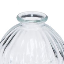 Artikel Kleine Glasvase Kugelvase Vase klar Rillen Ø8,5cm H8cm