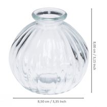 Artikel Kleine Glasvase Kugelvase Vase klar Rillen Ø8,5cm H8cm