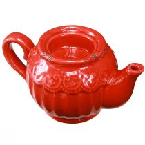 Artikel Teelichthalter Keramik Rot Teekanne 15,5×9,5×8 cm 3 Stück
