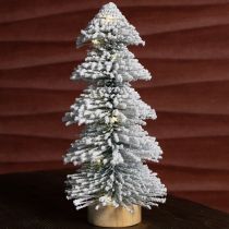 Artikel Mini Weihnachtsbaum LED Tanne 28 cm mit Schnee auf Holzsockel