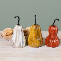 Artikel Holzbirnen Deko-Set Herbst 12×6 cm Rot, Gelb, Weiss – 3 Stück