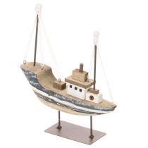 Artikel Maritimes Deko-Schiff Holz mit Metallstandfuss 20 cm mehrfarbig