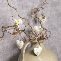Artikel Herzanhänger aus Metall mit floralen Mustern, 7 cm, Weiss, 6er Set