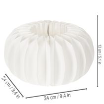Artikel Wabenpapier Kürbis rund 24 cm weiss für Trockenblumen und Herbstdeko, 4 Stück