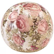 Artikel Keramik Kugel mit Rosen Motiv Keramik Deko Steingut 12cm