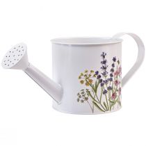 Artikel Weiße Metall Gießkanne mit Blumenmotiv 13,5cm Deko Pflanzkanne