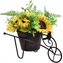 Artikel Sonnenblumen künstlich Blumengesteck Schubkarre 30cm