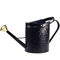 Artikel Deko Gießkanne Vintage Blau Gold Karo Metall Retro-Design für Innenraum Gartenbalkon 65cm