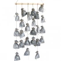 Artikel Adventskalender zum Befüllen 110 cm Jute und Stoff Grau-Weiss