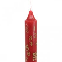 Adventskalenderkerze Rot Weihnachtskerzen H25cm 2St