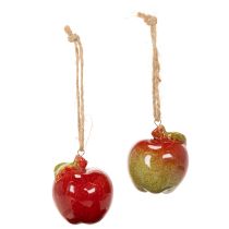 Artikel Herbstdeko Apfel 5cm aus Keramik zum Hängen, 4er-Set