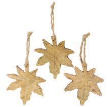 Artikel Ahornblatt Holz-Anhänger 10 cm, Naturfarben – Set mit 6 Stück