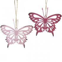 Artikel Anhänger Schmetterling Deko Metall Rosa Pink 8,5x9,5cm 6St