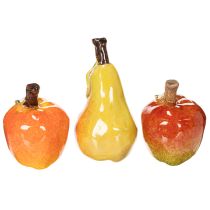 Artikel Künstliches Obst Set aus Keramik Apfel und Birne Herbstdeko 12 cm 3-teilig