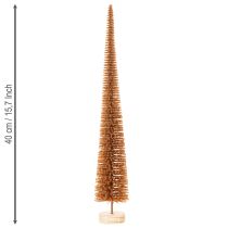 Artikel Deko Tannenbaum schlank mit Holzfuss 40cm in Senfgelb 3er-Set