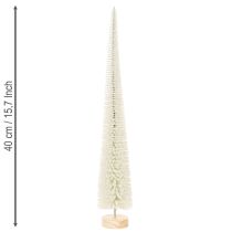 Artikel Tannenbaum Dekobaum aus Kunststoff mit Holzfuss, 40 cm, weissgrau, Set mit 3 Stück für saisonale Dekoration
