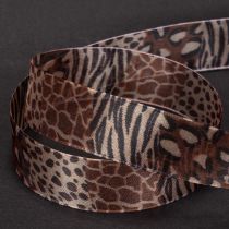 Artikel Dekoband 25mm 20m Polyester Animal-Print Leoparden- und Zebramuster für Geschenkverpackungen
