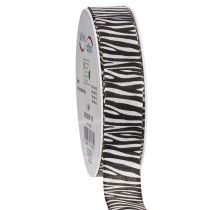 Artikel Geschenkband Polyester Zebramuster 25mm x 20m Schwarz-Weiss
