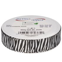 Artikel Geschenkband Polyester Zebramuster 25mm x 20m Schwarz-Weiss