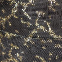 Artikel Dekoband Transparent aus Organza 15 mm x 20 m Schwarz mit goldenem Muster für Tisch- und Geschenkdekoration
