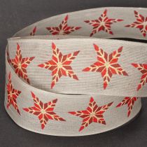 Artikel Dekoband Baumwolle mit roten Sternen 40mm x 15m