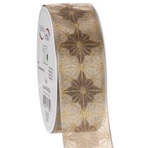 Artikel Dekoband mit Sternen 40mm Gold Braun 20m