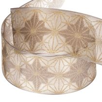 Artikel Dekoband mit Sternen 40mm Gold Braun 20m
