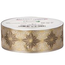 Artikel Dekoband mit Sternen 40mm Gold Braun 20m