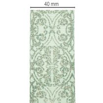 Artikel Geschenkband aus Polyester mit floralem Muster 40mm x 15m in Salbeigrün