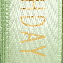 Artikel Schleifenband aus Polyester Happy Birthday 18 m grün mit goldenem Schriftzug 1,5 cm