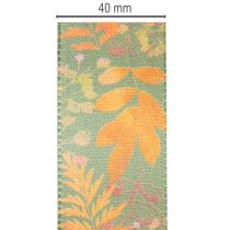 Artikel Dekoband Kunstseide mit Blattmotiv 40mm x 15m Herbstfarben