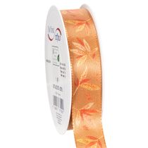 Artikel Geschenkband aus Polyester in Herbstfarben mit Blättermotiv 25mm x 18m