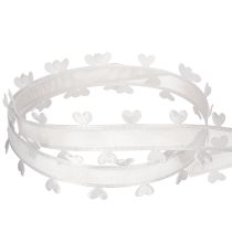 Artikel Dekoband aus Polyester Weiss mit Herzen 20mm x 15m für kreative Dekoration
