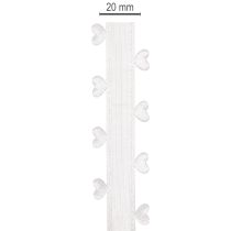 Artikel Dekoband aus Polyester Weiss mit Herzen 20mm x 15m für kreative Dekoration
