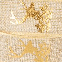 Artikel Dekoband aus Polyester mit Hirschmotiv 15mm x 15m in Braun-Gold für Weihnachtsdekorationen